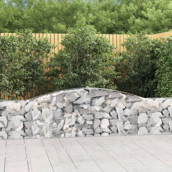 vidaXL Panier de gabions arqu&eacute; 400x30x60/80 cm Fer galvanis&eacute;