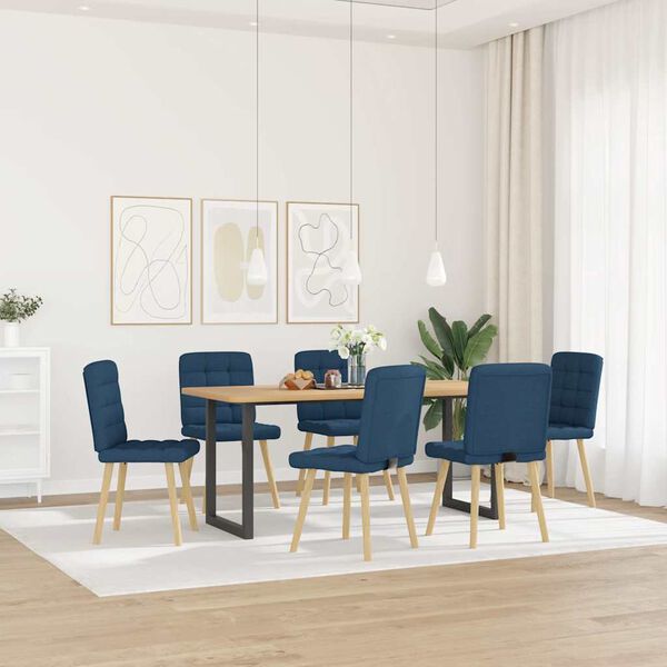 vidaXL Chaises &agrave; manger lot de 6 bleu tissu