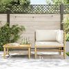 vidaXL Salon de jardin 2 pcs avec coussins blanc cr&egrave;me Bambou