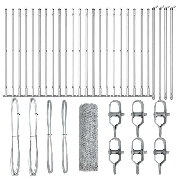 vidaXL Poteau de cl&ocirc;ture. Argent&eacute; 50 x 0,4 m (maillage de 13 mm) Acier