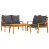 vidaXL Salon de jardin 3 pcs avec coussins bois massif d'acacia