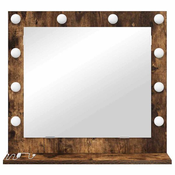 vidaXL Miroir de vanité avec miroir Chêne fumé 60 x 55 x 18 cm