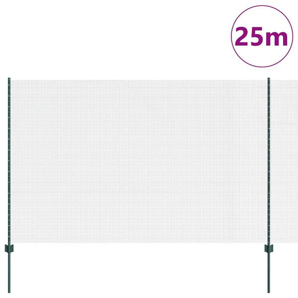 vidaXL Cl&ocirc;ture avec poteau Vert 1,6 x 25 m Acier et PVC