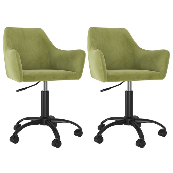 vidaXL Chaises pivotantes &agrave; manger lot de 2 vert clair velours