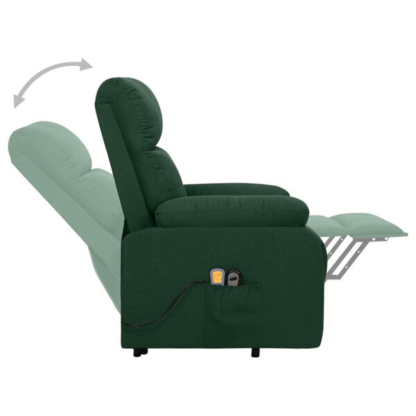 vidaXL Fauteuil de massage Vert fonc&eacute; Tissu