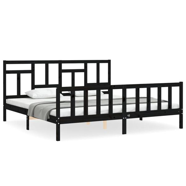 vidaXL Cadre de lit sans matelas noir 200x200 cm bois massif de pin