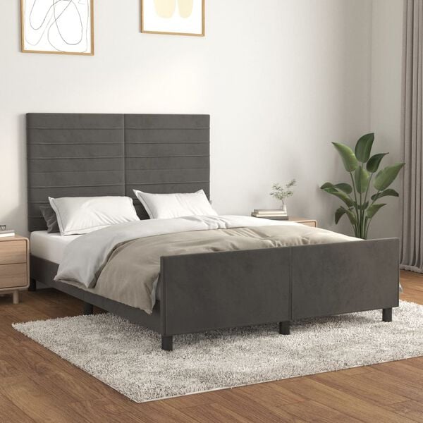 vidaXL Cadre de lit sans matelas gris fonc&eacute; 140x190 cm velours