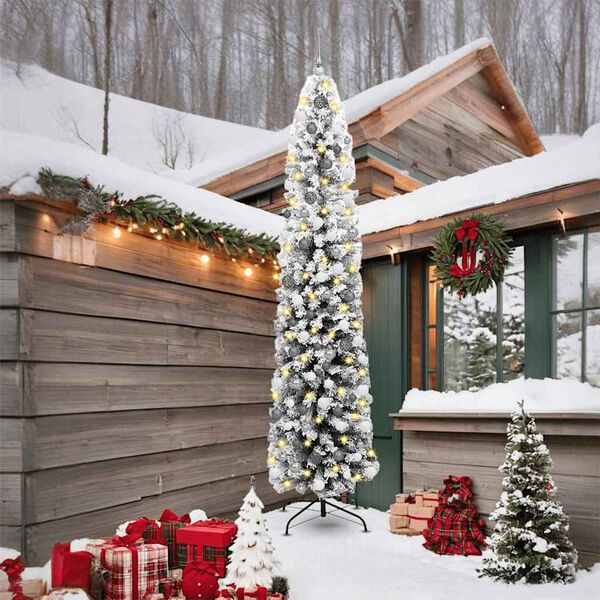 vidaXL Sapin de Noël artificiel Vert 240 cm PVC et acier et plastique