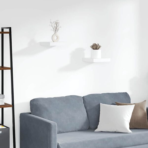 vidaXL &Eacute;tag&egrave;res murales flottantes 2 pcs blanc 23x23,5x3,8 cm MDF