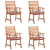 vidaXL Chaises &agrave; manger d'ext&eacute;rieur lot de 4 et coussins Acacia massif