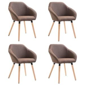 vidaXL Chaises &agrave; manger lot de 4 marron tissu