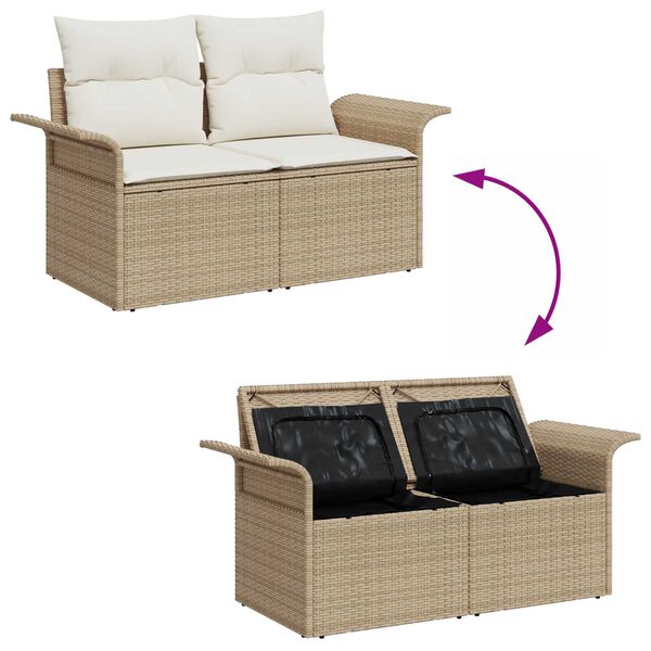 vidaXL Ensemble de canap&eacute; de jardin 5 pcs Beige Poly Rattan