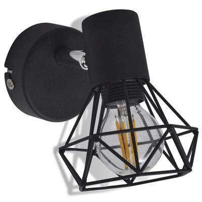 vidaXL Applique murale 2 pcs Style industriel Noir avec ampoule LED