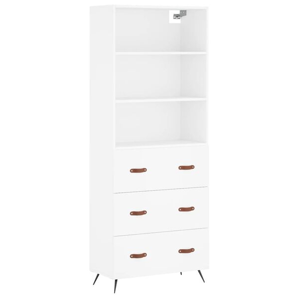 vidaXL Buffet haut Blanc 69,5x34x180 cm Bois d'ing&eacute;nierie