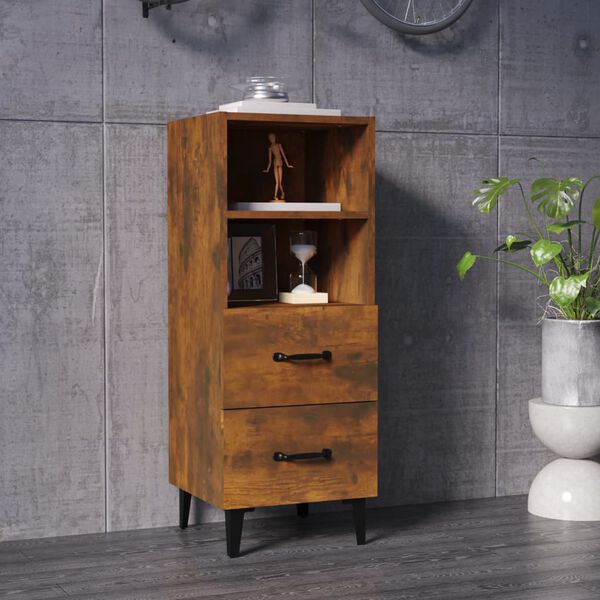 vidaXL Buffet Ch&ecirc;ne fum&eacute; 34,5x34x90 cm Bois d'ing&eacute;nierie