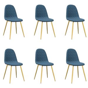vidaXL Chaises &agrave; manger lot de 6 bleu velours
