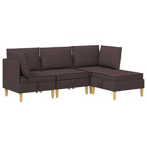 vidaXL Canap&eacute; modulaire avec rangement 4 pcs Marron fonc&eacute; Tissu