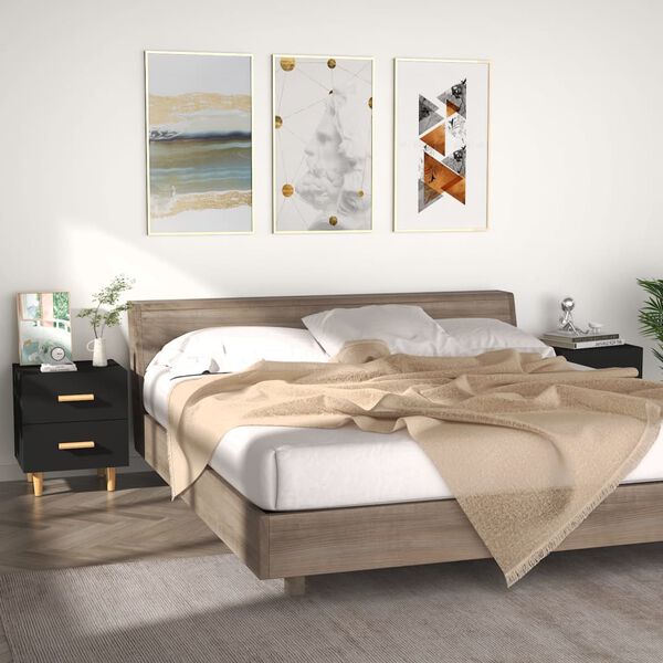 vidaXL Tables de chevet 2 pcs Noir 40x35x47,5 cm