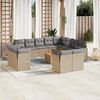 vidaXL Salon de jardin avec coussins 13 pcs beige r&eacute;sine tress&eacute;e