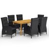 vidaXL Ensemble &agrave; manger de jardin 7 pcs Noir
