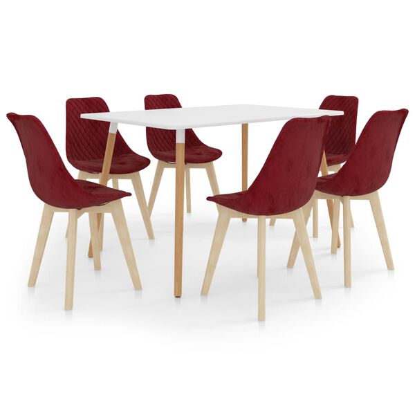 vidaXL Ensemble de salle à manger 7 pcs Rouge bordeaux