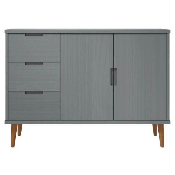 vidaXL Buffet MOLDE Gris 113x40x80 cm Bois massif de pin