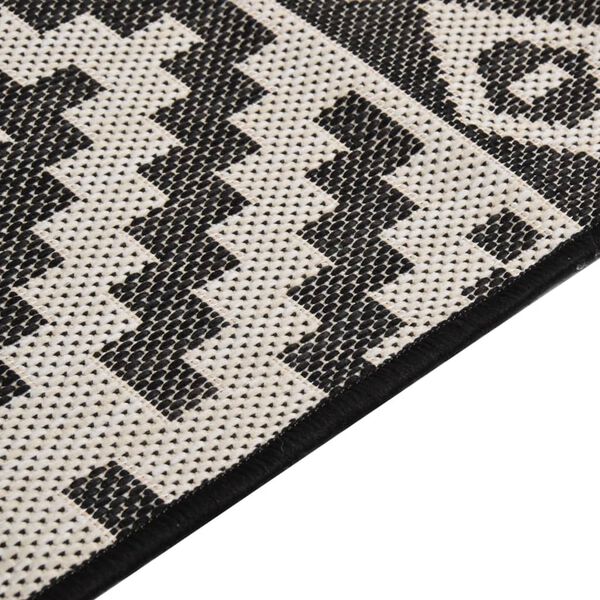 vidaXL Tapis &agrave; tissage plat d'ext&eacute;rieur 100x200 cm Rayures noires