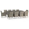 vidaXL Ensemble &agrave; manger de jardin 11pcs avec coussins gris poly rotin