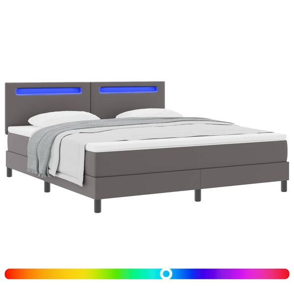 vidaXL Lit &agrave; ressorts avec matelas Gris 180 x 200 cm Simili cuir