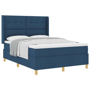 vidaXL Lit &agrave; ressorts avec matelas Bleu 160 x 200 cm tissu