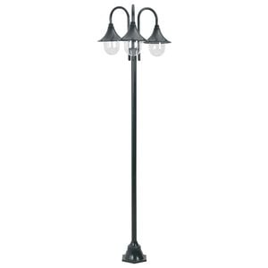 vidaXL Lampadaire de jardin E27 220cm Aluminium 3 lanternes Vert fonc&eacute;