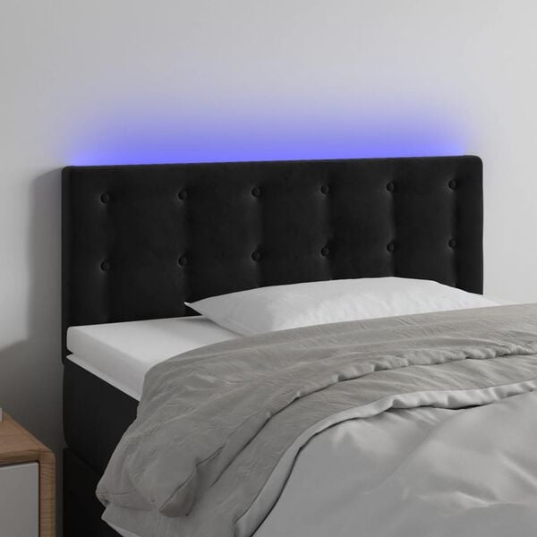 vidaXL T&ecirc;te de lit &agrave; LED Noir 90x5x78/88 cm Velours