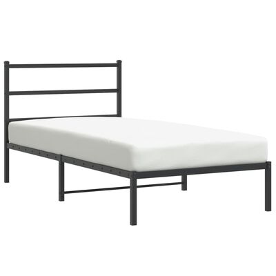 vidaXL Cadre de lit métal sans matelas avec tête de lit noir 100x190cm