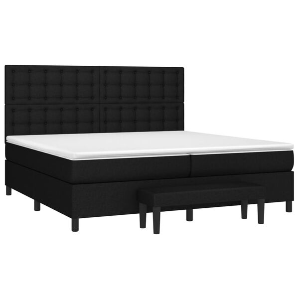 vidaXL Sommier &agrave; lattes de lit avec matelas Noir 200x200 cm Tissu