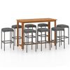 vidaXL Ensemble de bar de jardin avec coussins 9 pcs Gris