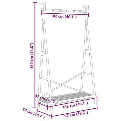 vidaXL Porte-vêtement avec étagère 102x50x190 cm bambou