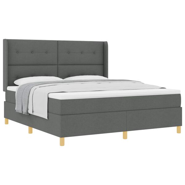 vidaXL Lit &agrave; ressorts avec matelas Gris fonc&eacute; 180 x 200 cm tissu