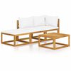 vidaXL Salon de jardin 4 pcs avec coussin Cr&egrave;me Bois d'acacia solide