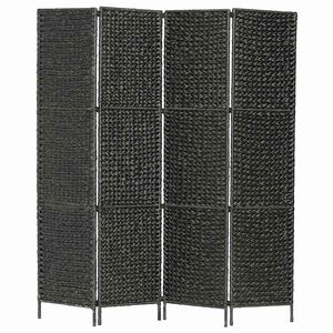 vidaXL Cloison de s&eacute;paration 4 panneaux Noir 154x160 cm Jacinthe d'eau