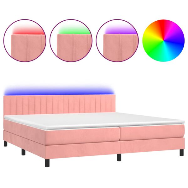 vidaXL Sommier à lattes de lit avec matelas et LED Rose 200x200 cm