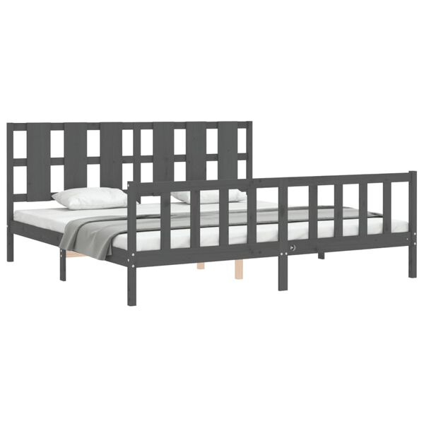 vidaXL Cadre de lit sans matelas gris 200x200 cm bois massif de pin
