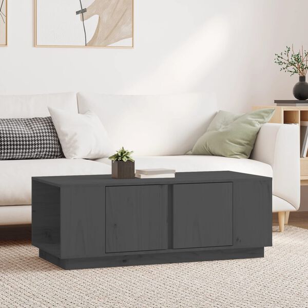 vidaXL Table basse Gris 110x50x40 cm Bois massif de pin