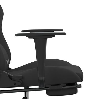vidaXL Chaise de jeu de massage avec repose-pied Noir Tissu