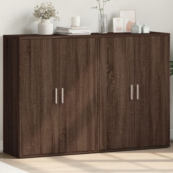 vidaXL Buffets 2 pcs ch&ecirc;ne marron 60x31x84 cm bois d'ing&eacute;nierie