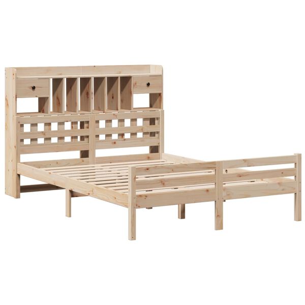 vidaXL Lit biblioth&egrave;que sans matelas 140x200 cm bois massif de pin