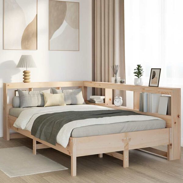 vidaXL Lit biblioth&egrave;que sans matelas 135x190 cm bois de pin massif