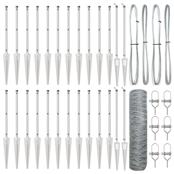 vidaXL Cl&ocirc;ture avec poteaux Argent 0.5 x 50 m Acier recouvert de PVC