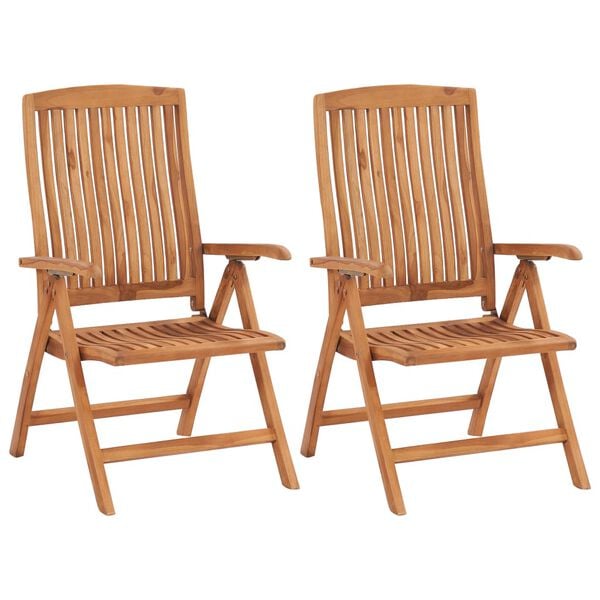vidaXL Chaises de jardin lot de 2 et coussins beige Bois teck massif