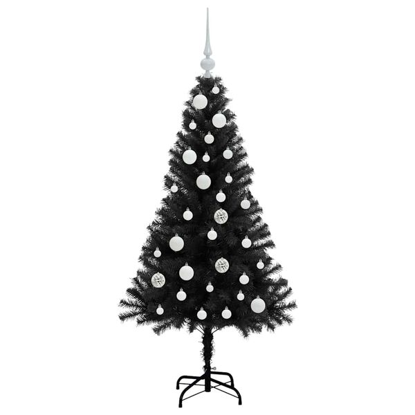 vidaXL Sapin de No&euml;l avec 150 LED avec support Noir 120 cm PVC