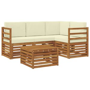 vidaXL Ensemble de canap&eacute;s d'ext&eacute;rieur 5 pc Naturel et Cr&egrave;me Polyester